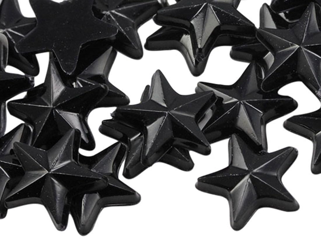 Allstarco Star Rhinestones Embelishments 15mm Flat Back Acrylic Plastic Gems for Jewelry, Crafts, Costumes, Invitations, Cosplay - 35 Pieces (Jet Black .JT) — image 1