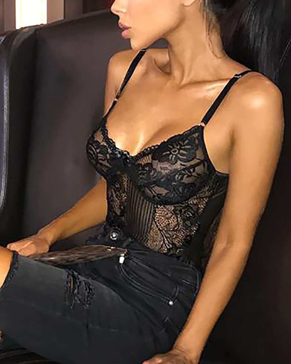 gagaopt Women Sexy Lace Bodysuit One Piece Lingerie Teddy Underwear: Clothing