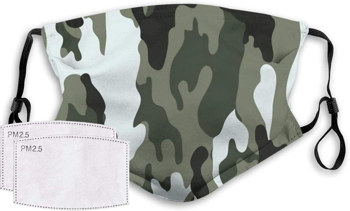 Anti Dust Mouth Face 5-lay Filter Camo Graphic Dustproof Pollution Washable Reusable Respirator Earloop Mouth Cover Protection For Men Women Kids