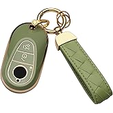 Bqepe for Mercedes Benz Key Fob Cover Keychain Fit for,2020-2025 Mercedes Benz S-Class G-Class E-Class,Smart Key Shell Case (Green)
