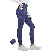 baleaf Women's Thermal Fleece Lined Leggings with Pockets Ankle Zip Reflective Water Resistant High Waisted Warm Snow Pants