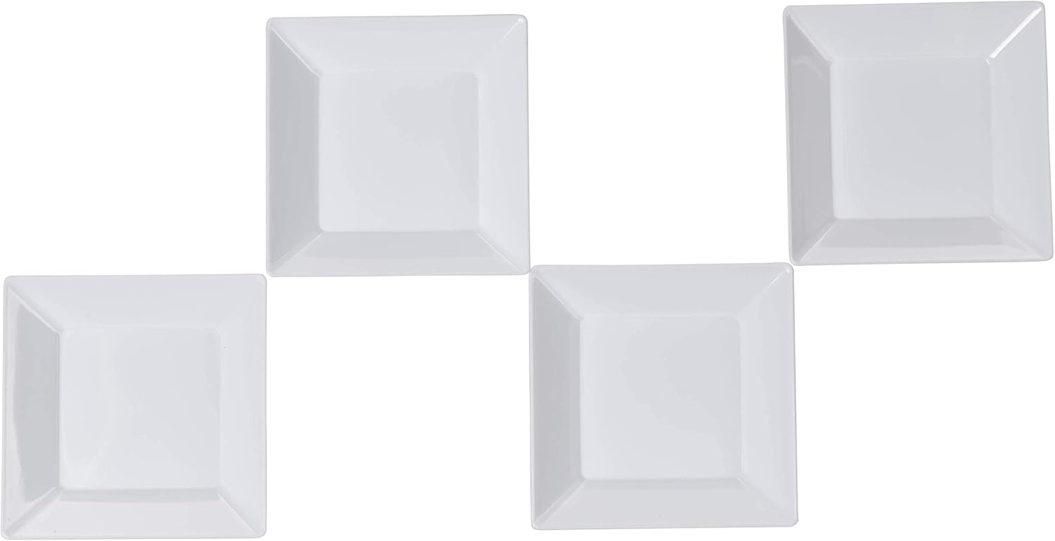 Exquisite Plastic Mini Square Appetizer Plates - 100 Ct Square plastic Dessert Plates - 2.95 Inch. x 2.95 Inch. (White)