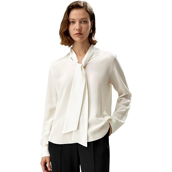 LilySilk Womens Pure Silk Blouse Ladies 22MM One-Shoulder Pleated