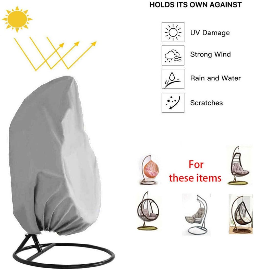 Xinyanmy Patio Hanging Chair Cover Waterproof 210D Oxford Fabric with PVC Lining Swing Chair Cover Veranda Patio Egg Chair Cover with Storage Bag 190x115CM - Image 4