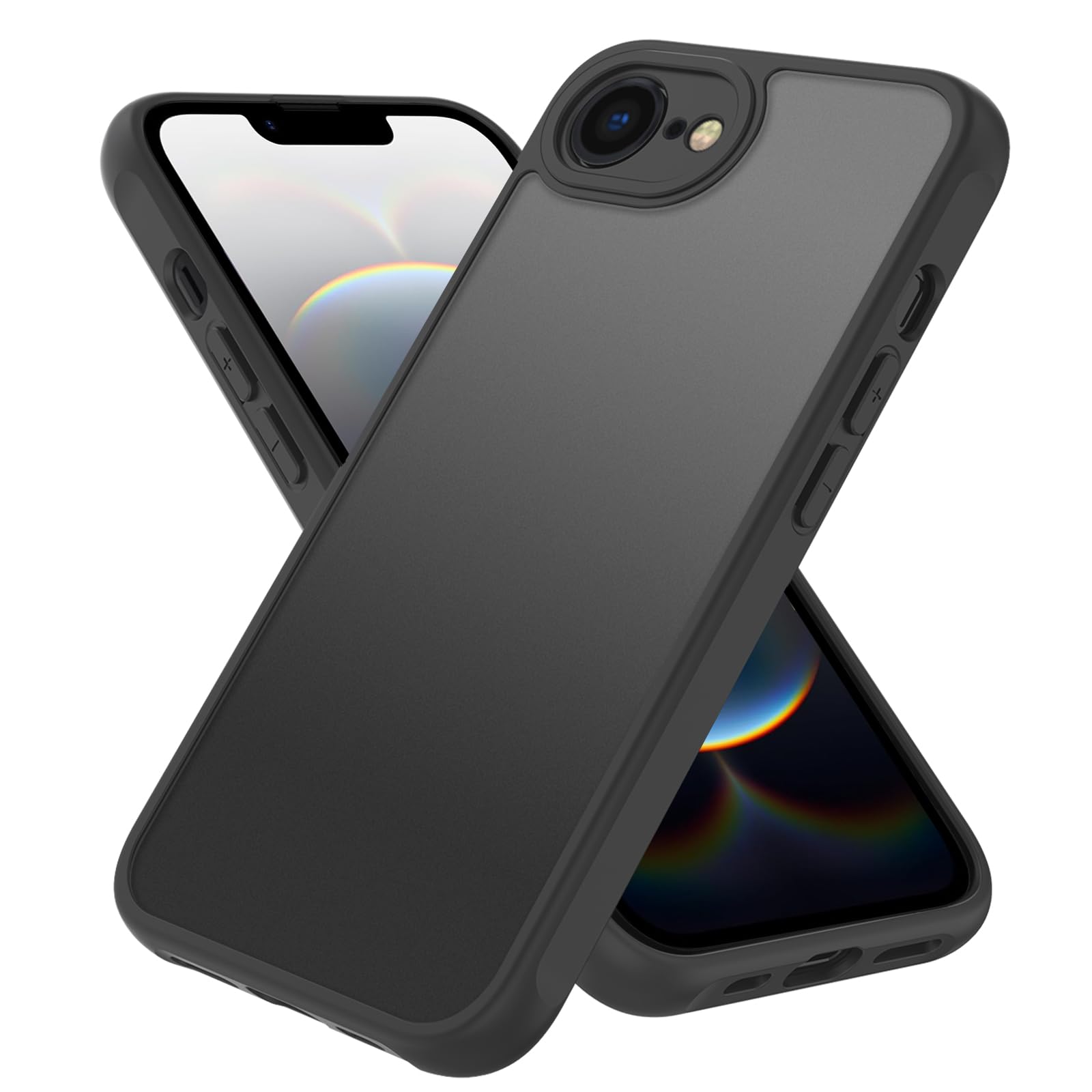 Photo 1 of GROZHJAL iPhone Phone case Semi-Translucent (10 FT Military Grade Drop Protection) Matte Slim Shockproof Anti-Fingerprint Phone case (Black, iPhone 16E)