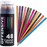 MilkToast Brands 48 Funny & Offensive Colored Pencils for Adults – Pre-Sharpened Gag Gift Set for Adult Coloring Books, Cussing, Pranks, and Creative Stress Relief