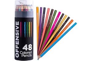 MilkToast Brands 48 Funny & Offensive Colored Pencils for Adults – Pre-Sharpened Gag Gift Set for Adult Coloring Books, Cussing, Pranks, and Creative Stress Relief