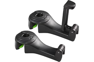 JUPSWAN 2 in 1 Car Seat Hooks for Purses and Bags with Phone Holder，Automative Headrest Purse Handbag Holder Hangers Organizers,Falling Resistance, Quietness and Universal Fit (Black)