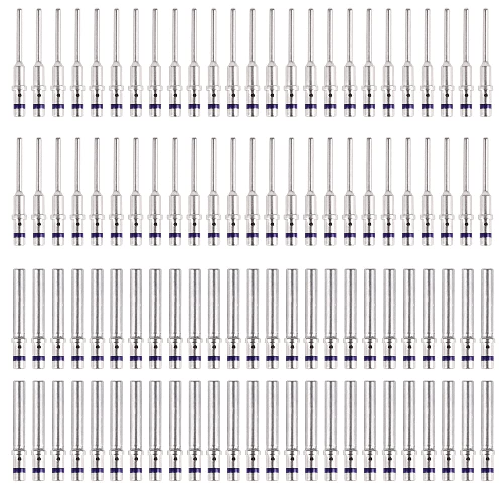 JRready ST6295 Deutsch Solid Contact Size 20 Male Pin 0460-010-20141 Female Socket 0462-005-20141 for DTM Strike HDP20 HD30 DRB DRC Series Connectors,16-18AWG,7.5A,Purple Stripe,50 Pairs