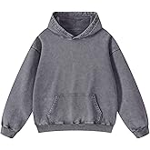 Ystävä Oversized Hoodie for Men Trendy Washed Sweatshirt for Adult Loose Fit Cotton Pullover for Youth
