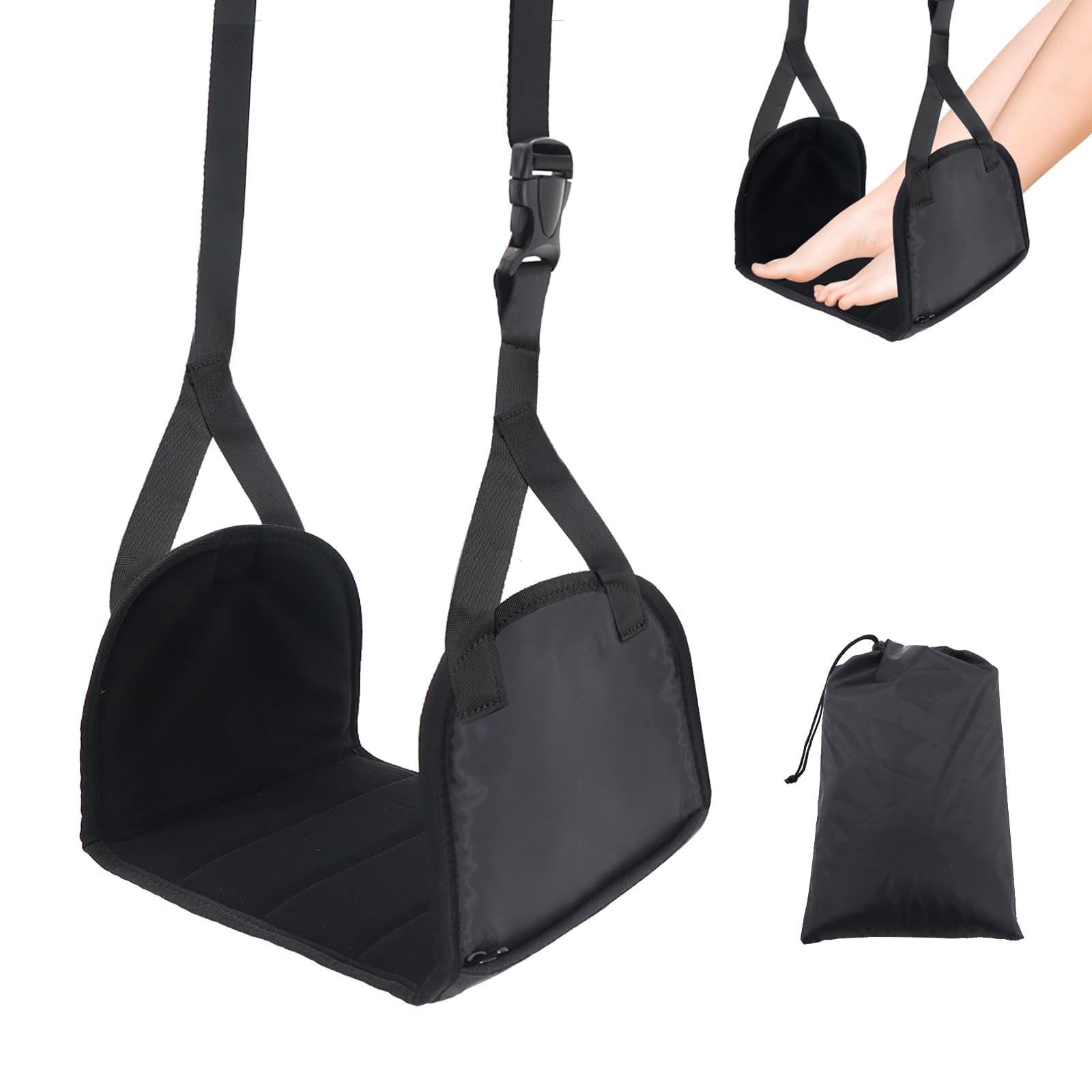 Photo 1 of Airplane Travel Foot Hammock Made with Premium Memory Foam, No Collapse Airplane Footrest with Extended Adjustment Strap, Foot Hammock & Portable Plane Leg Rest, Provides Relaxation and Comfortable