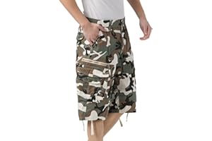 DGWZ Mens Cargo Shorts Elastic Waist Multi Pocket Hiking Outdoor Camo Stretch Cotton