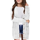 Girls Cardigans Kids Fashion Open Front Long Sleeve Knit Sweaters Outerwear with Pockets 5-14 Years