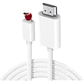 AISONK Lightning to HDTV Cable for iPhone to TV 1080P HD White Braided Video Sync Screen Connector Compatible with iPhone 14 13 12 11 Pro Max XS XR iPad to HDTV Projector Monitor Plug Play Digital AV