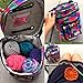 KNITTING & CROCHET BAG with ACCESSORIES - Water Resistant & Tangle-Free Yarn Storage Tote, Crocheting Supplies Organizer & WIP Project Holder with Clear Pocket - Sturdy & Lightweight - Set of 3