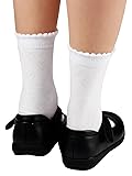 COTTON DAY Girls White Dressy Textured Short Socks