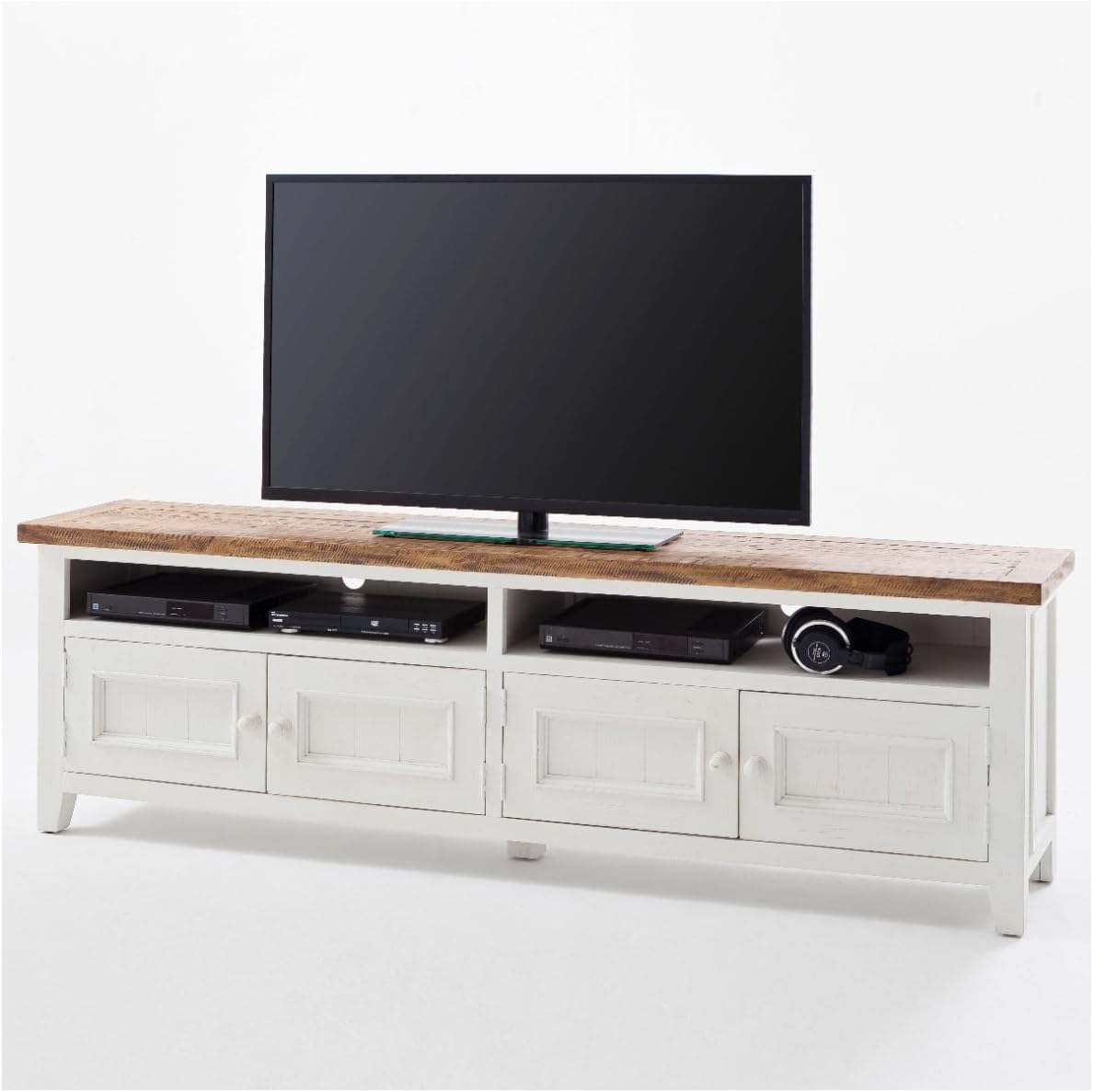 Mobile porta TV in legno bianco Byron stile country shabby chic vintage