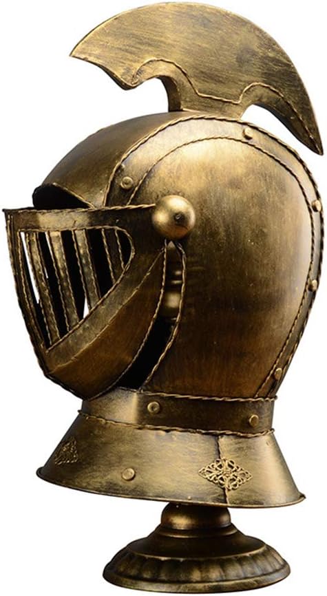 Medieval European Closed Helmet Desk Lamp Creative Templar Crusader Helmet Table Light Greek Corinthian Desktop Lamp Retro Antique Knight Armor Table Lamp E27