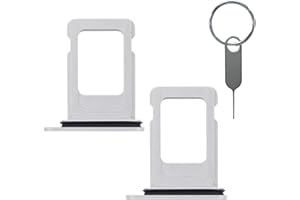 LOZOP 2 Pieces Sim Card Tray Holder with Waterproof Rubber & Eject Pin Replacement for iPhone 12 6.1 Inch (White)