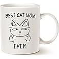 MAUAG Funny Cat Mom Coffee Mug for Cat Lovers, Best Cat Mom Ever Best Cute Mothers Day Idea for Mom Cup White, 11 Oz