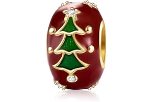 DALARAN Christmas Charms for Bracelet Sterling Silver Snowflake Blue CZ Bead Pendant Charm for Women