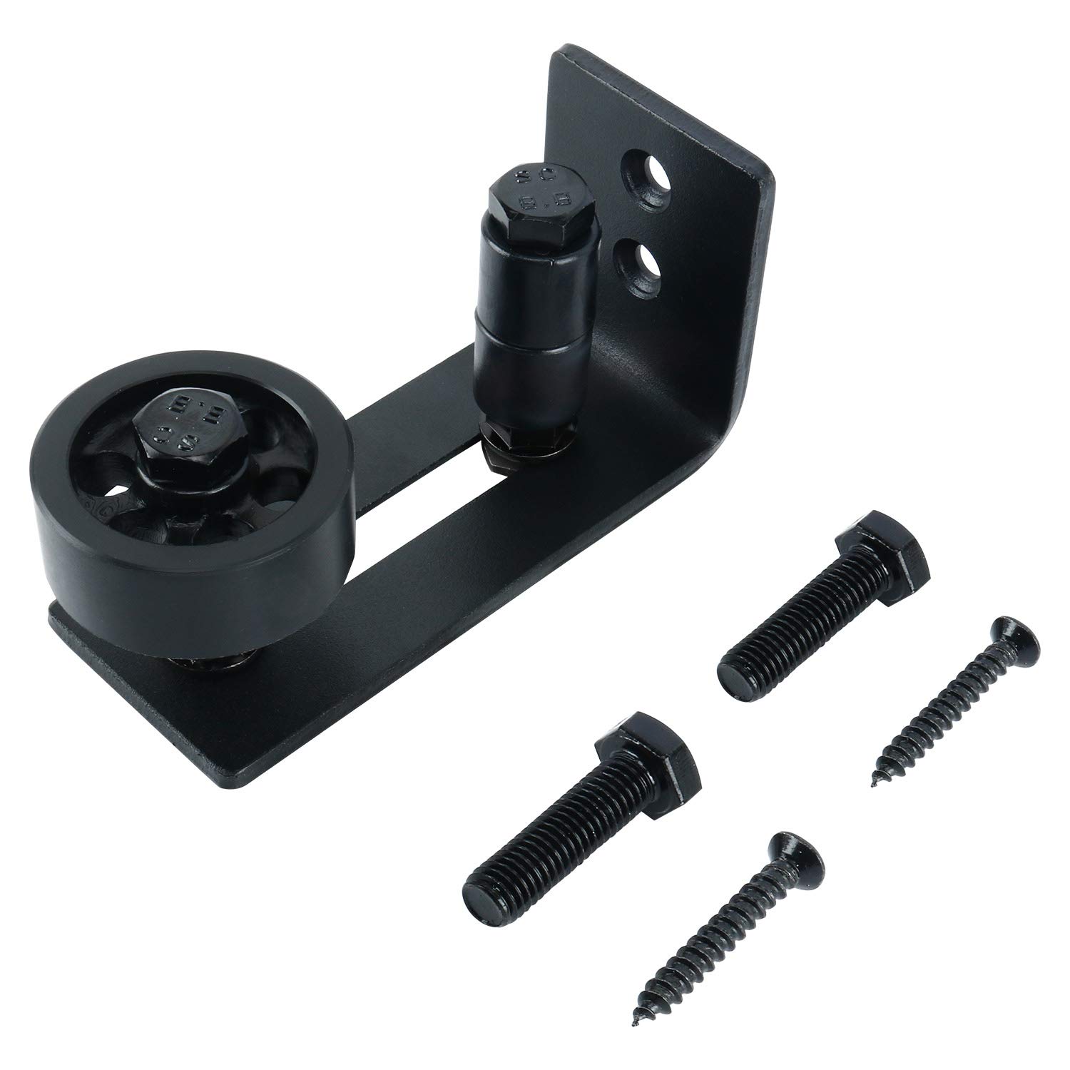 DasMorine Barn Door Floor Guide Stay Roller, Fully Adjustable Black Powder Coated with 8 Different Setups, Flush with Floor Wall Mount Bracket, Perfect Fit for All Barn Doors