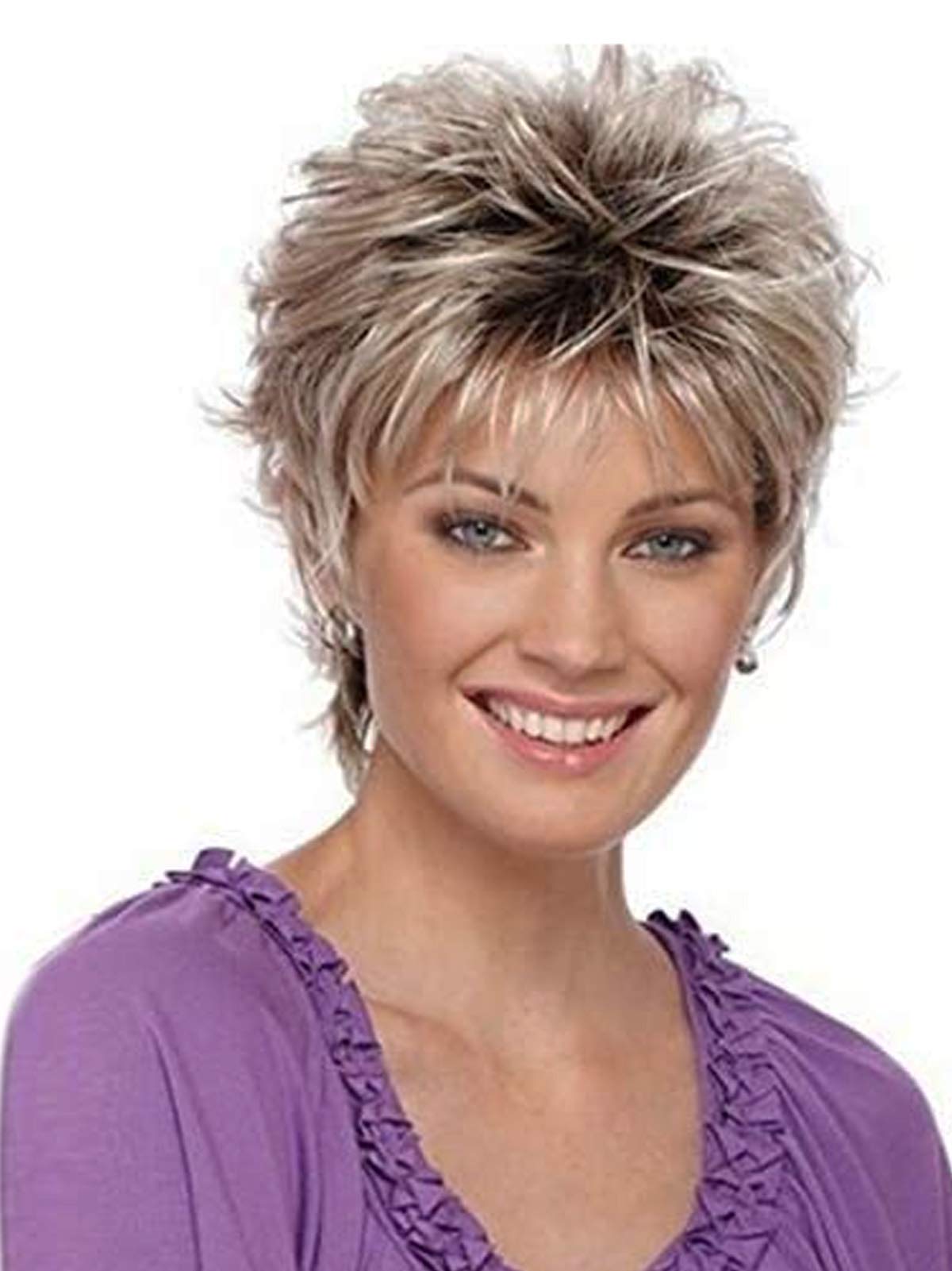 Royalfirst Women Short Curly Wavy Hair Wigs