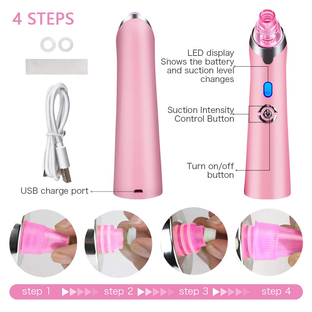 Kaufam Blackhead Remover Pore Vacuum USB Rechargeable Blackhead Suction Device Blemish Removal Tool for Women: Beauty