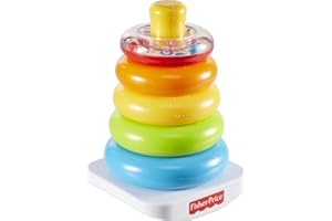 Fisher-Price Baby Stacking Toy Rock-A-Stack, Roly-Poly Base with 5 Colorful Rings for Ages 6+ Months