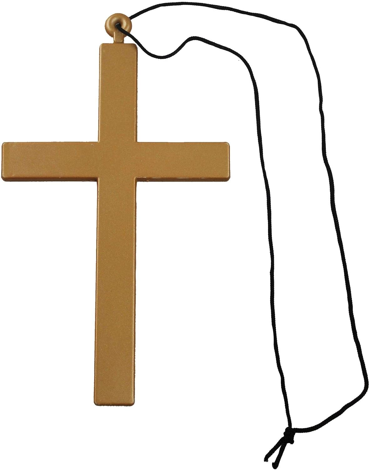 PRIEST COSTUME MENS FANCY DRESS VICAR OUTFIT BLACK LONG TUNIC ROBE WITH WHITE COLLAR + PURPLE SCARF VESTMANT WITH EMBROIRDERED GOLD CROSS (MEDIUM 42-44 INCH CHEST) - Image 3