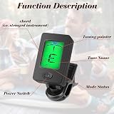 Aomig Guitar Tuner Clip On Digital Metronome Tuner for Strings Black view 3