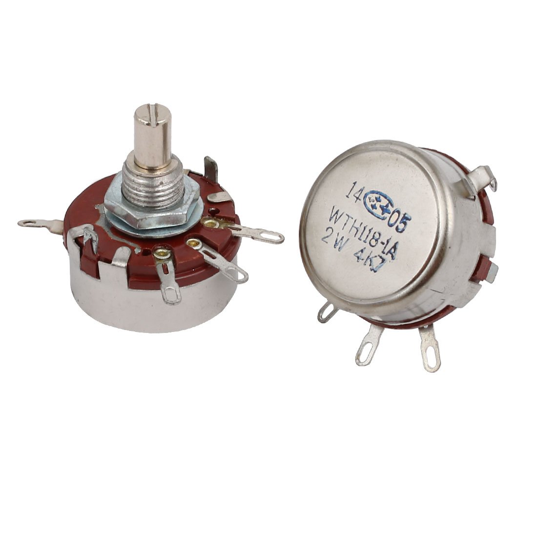 sourcingmap 2 Pcs WTH118-1A 2W 4.7K Ohm Single Turn Rotary Taper Carbon Potentiometer