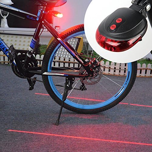 RXS Bicycle Tail Lights Bike Cycling Laser Tail Lights 2 Laser 5 LEDs Water Resistant Night Safety Warning Back Rear Flashing Light