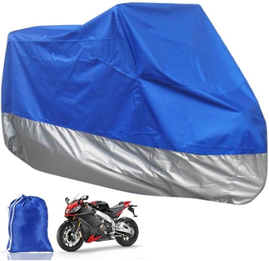 VIKEN Motorcycle Motorbike Folding Waterproof Covers Outdoor Bicycle UV Protector Rain Dustproof Blue and Silver L