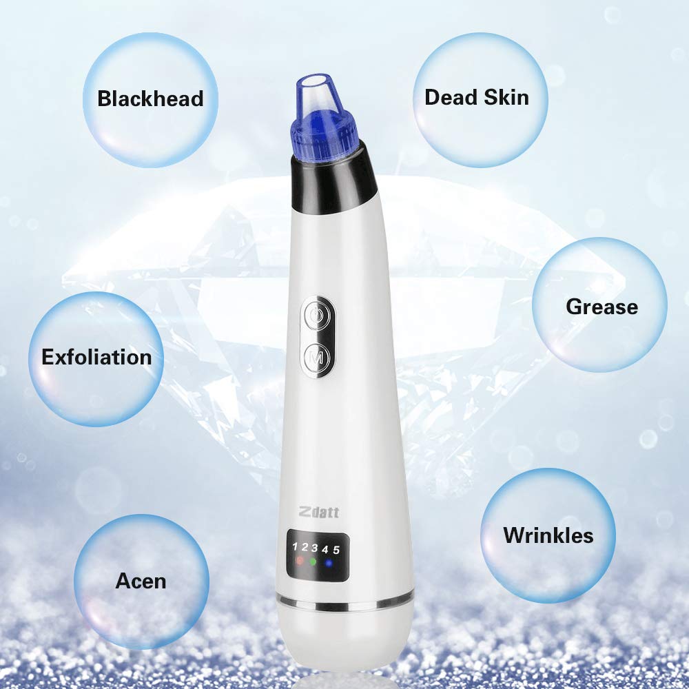 Blackhead Remover,Zdatt Blackhead Vacume Remover -Comedo Pore Extracotr Beauty Device with 5 Probes for Blackhead Remover Vacume Suction Cleanser: Beauty