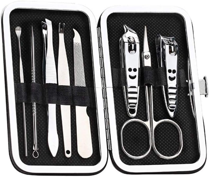 Gowersdee 8PCS Set Nail Care Manicure Pedicure Cuticle Clippers Tool Kit Stainless Steel Professional Nail Scissors Grooming Kit