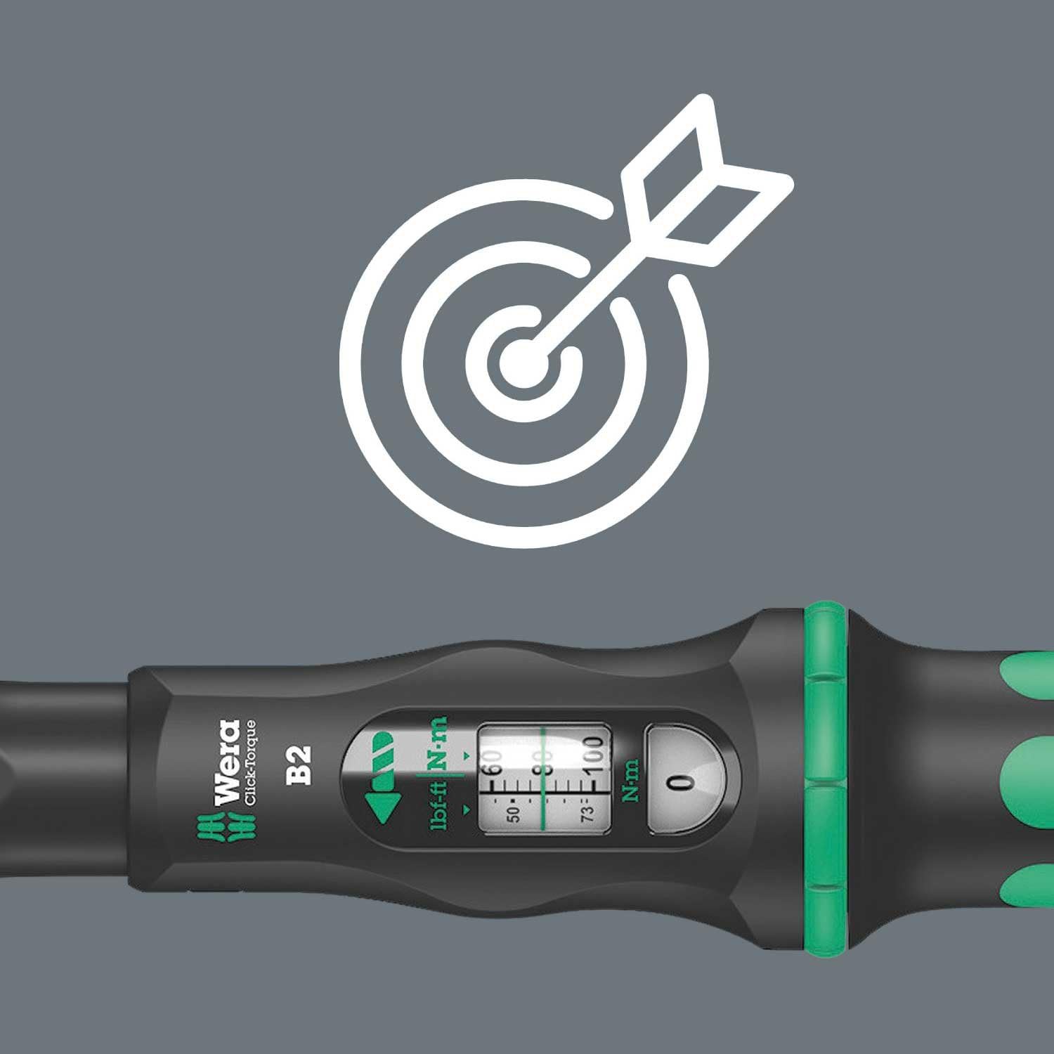 Wera Click Torque B 2 Adjustable Torque Wrench, 3/8" Square Drive, 20 - 100 Nm, 05075611001, Black/Green, 3/8-Inch - Image 5