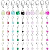PH PandaHall 100pcs Crystal Dangle Charms, 1.1 inch Crackle Glass Beads Pendant Charms 10 Color Dangle Glass Charm Lobster Clasp Charm for Jewelry Making Crafts Keychain Purse Decoration