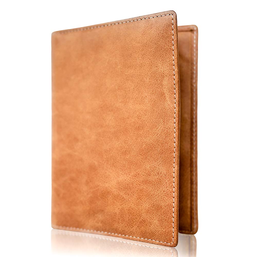 Inspiring Adventures Genuine Leather Passport and Credit Card Holder | RFID Blocking Bifold Wallet | Slim and Minimalist Design | Includes Unique Gift Box | for Men and Women