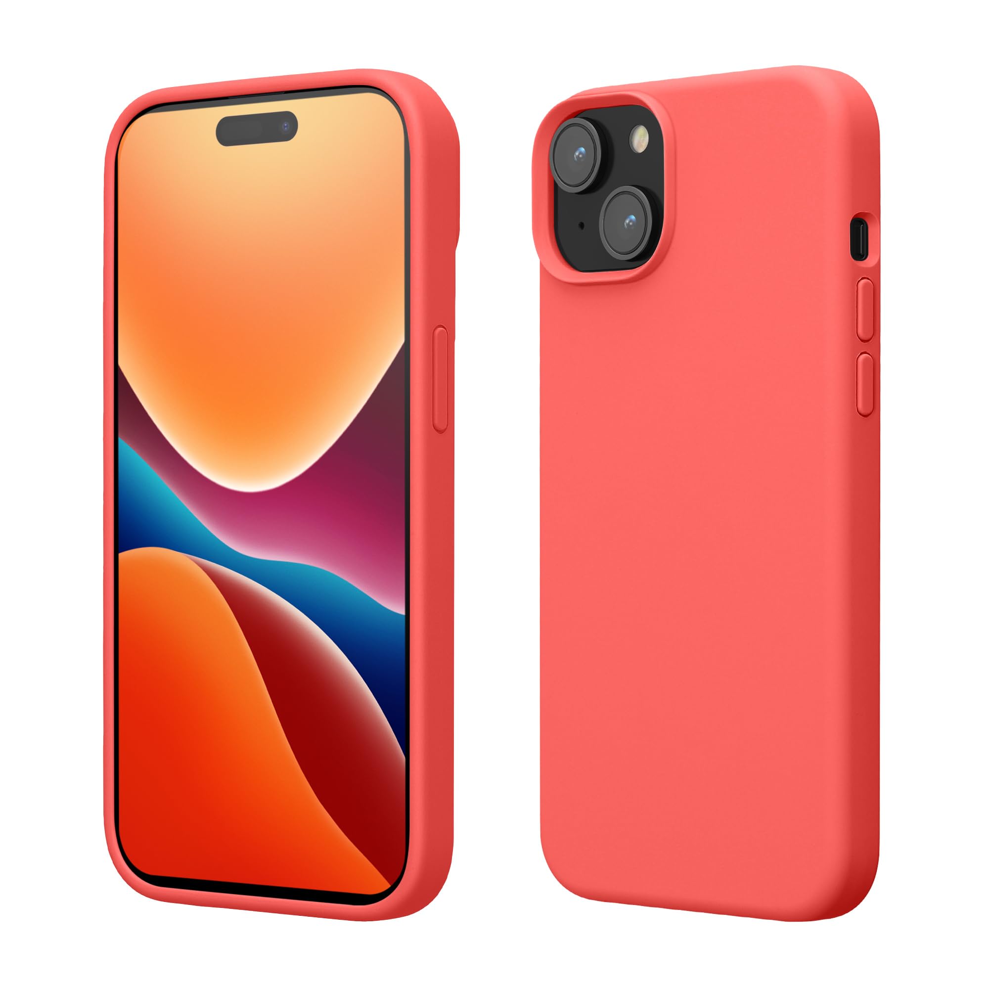 kwmobile Case for iPhone 15 Case - Soft TPU Silicone Cover - Neon Coral