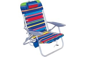 Rio Brands 4-Position Backpack Lace-Up Suspension Folding Beach Chair, Multi Color