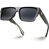 VISOONE Oversized Square Flat Top Sunglasses Women Men Retro Trendy Fashion Accessories UV400 Protection Shades Alba