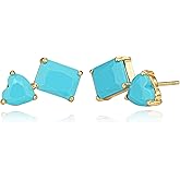 FETTERO Stud Earrings for Women - 14K Gold Plated CZ Hypoallergenic Earrings Studs Dainty Black CZ Leaf Gold Earrings for Women Trendy Statement Jewelry