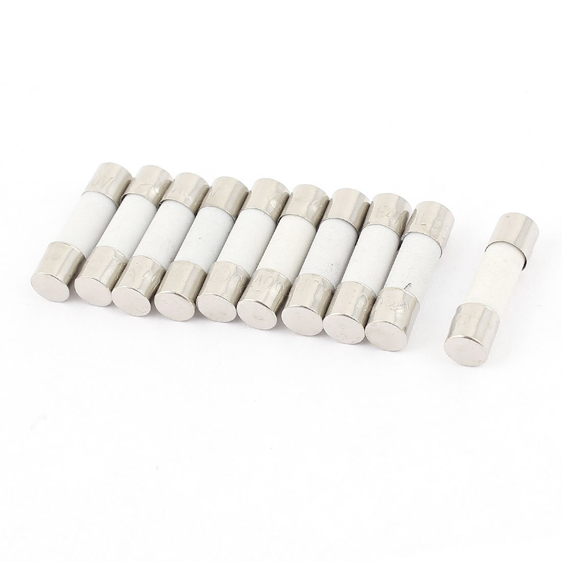 sourcing map 10 Pcs 250V 250mA Fast Blow Ceramic Fuse Tube 5mm x 20mm