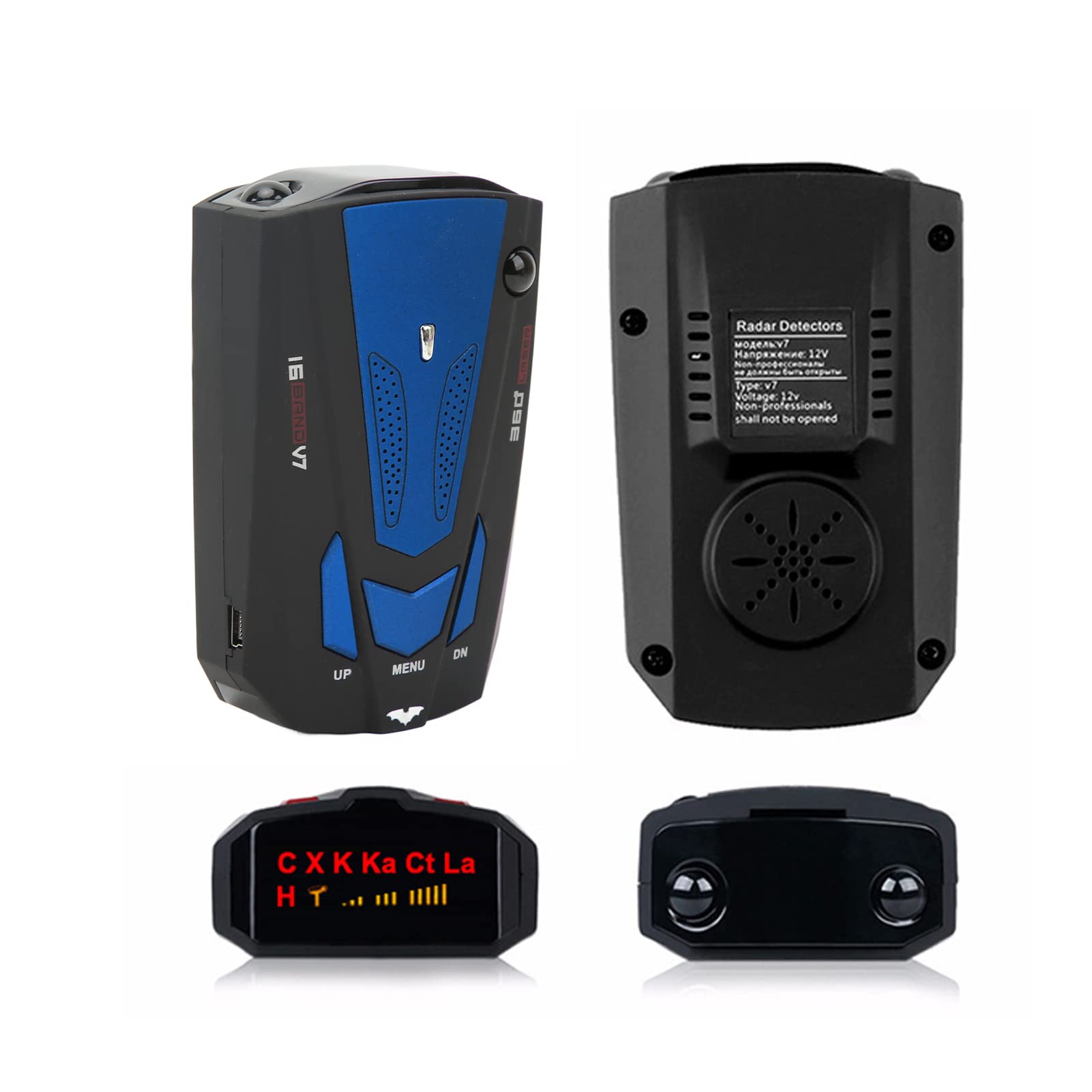 Goshyda Radar Detector for Cars, Car Electronic Dog Detectors 360 Degree Protection Long Range Detection with Vehicle Speed Alarm System, City/Highway Mode, Led Display, Memory Function(Blue)