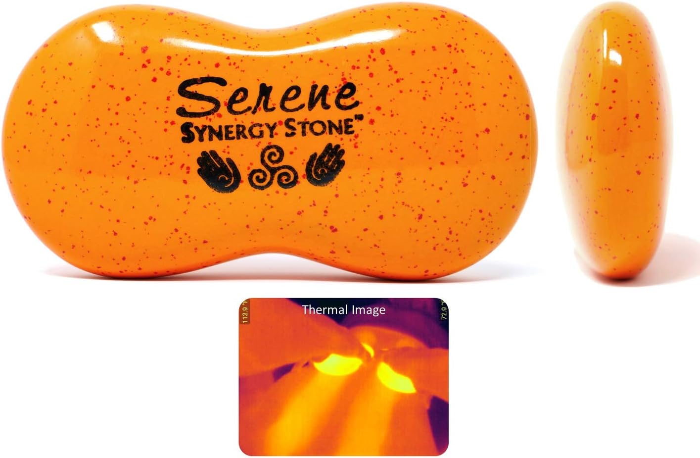 Serene (Citrus)(Single) Synergy Stone - Contoured Hot Stone Massage Tool - Relaxing and Therapeutic for Neck, Back, Legs, Feet - Ultra-Smooth for Massage on Skin with Oil or Over Clothes