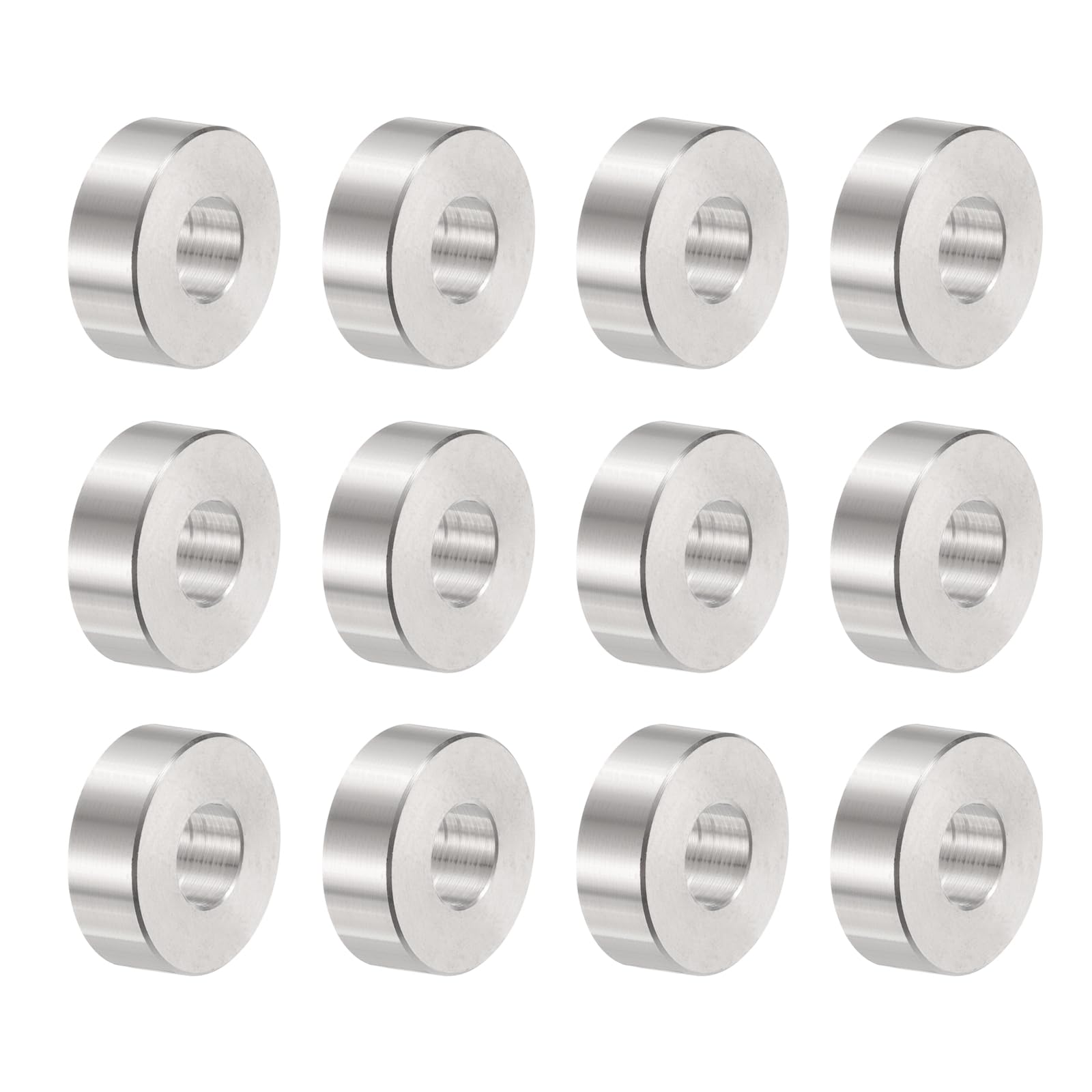 Photo 1 of uxcell 12pcs Stainless Steel Spacer 8.5mm Bore x 20mm OD x 8mm Length Screw Bushing Plain Finish Round Metal Spacer for M8 Screws Bolts and Rods