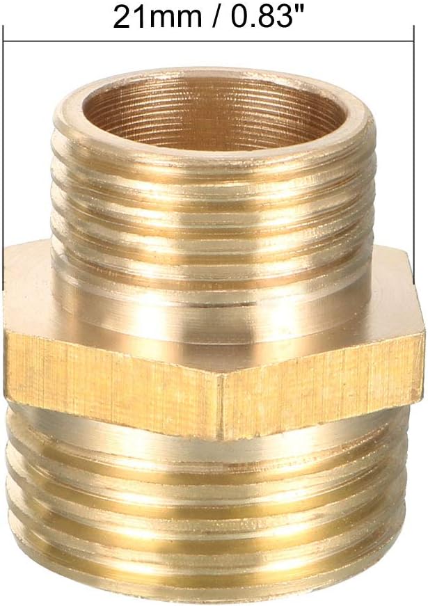 sourcing map Brass Pipe Fitting Reducing Hex Nipple 1/2 BSP Male X 3/8 PT Male Adapter 4pcs, Gold, G1/2 Male x 3/8 PT Male, 4pcs - Image 4