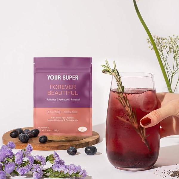 YOUR SUPER FOREVER BEAUTIFUL SUPERFOOD BLEND – ORGANIC SUPERFOOD POWDER FOR HEALTHY SKIN AND HAIR, WITH ORGANIC AÇAÍ, POWDER, MAQUI BERRY, MACA, AND ACEROLA (40 SERVINGS)