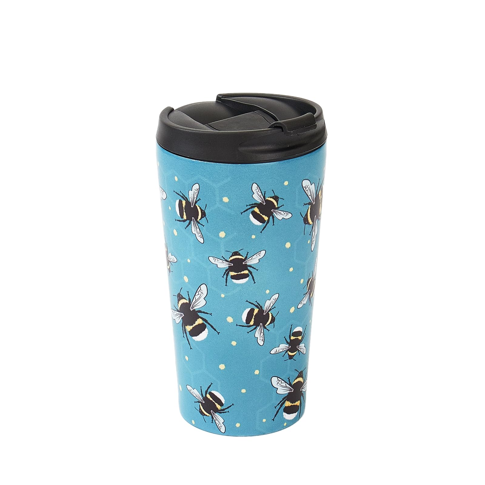 ECO CHIC Reusable Thermal Coffee Cup Stainless Steel Leakproof Insulated 330ml Travel Mug (Bumble Bees Blue) — image 1